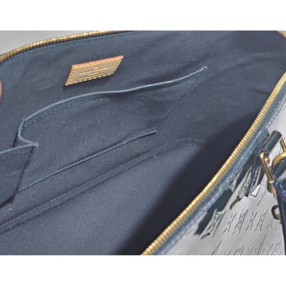 LOUIS VUITTON Alma GM Vernis Patent Monogram Green Bag Large Tote Satchel Bag LV - Picture 10 of 16